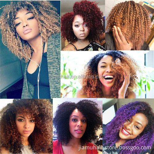 afro kinky curly twist Crochet Hair Extensions synthetic bob marly Braiding Hair Ombre crochet braids wholesale